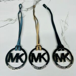 Bundle of Michael Kors Blue, Tan, and Black Logo Keychains